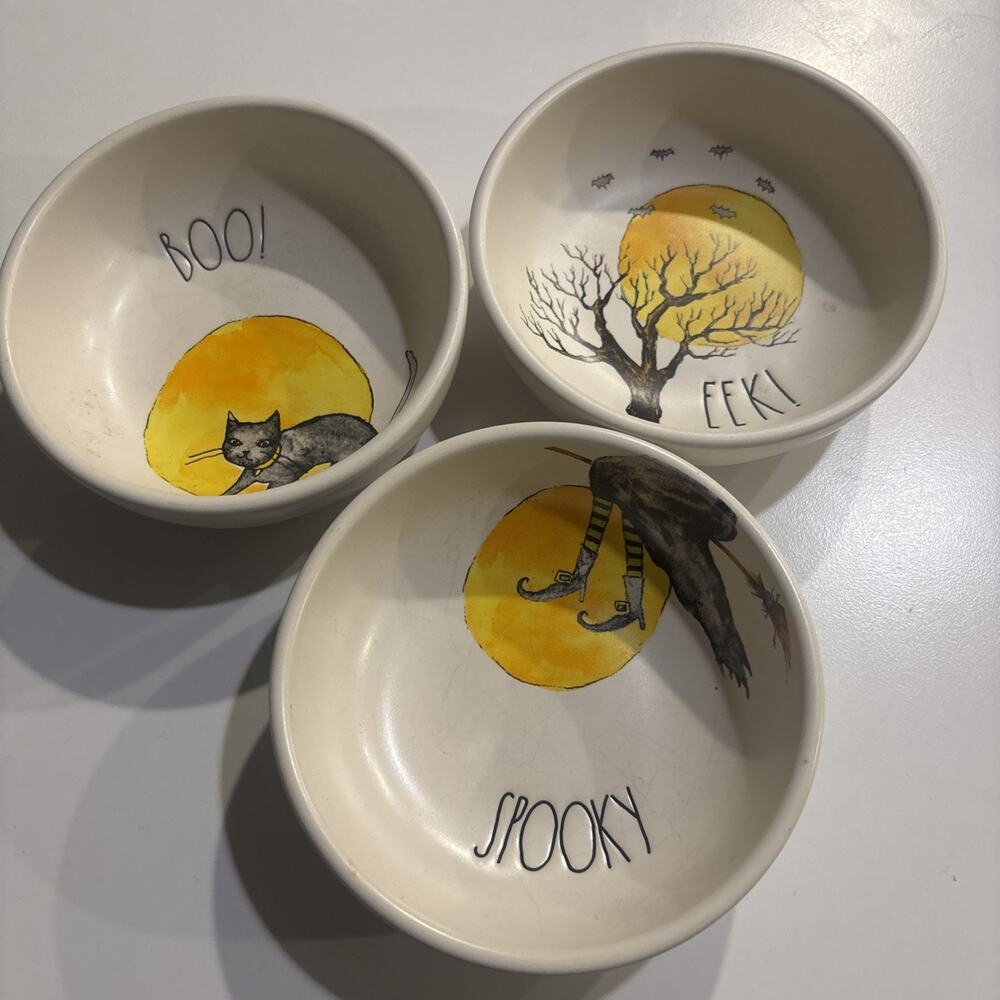 Rae Dunn Halloween Tasting Bowls Spooky Boo Eek 3-PC Set NWT - Picture 1 of 5